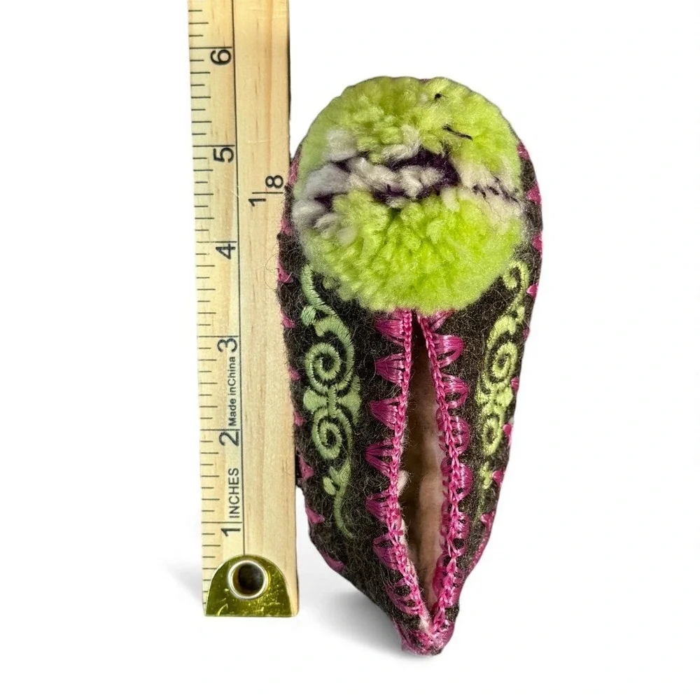 Karagiannis Handmade‎ Traditional Greek Wool Slipper Baby Purple Green UK 3 Gift
